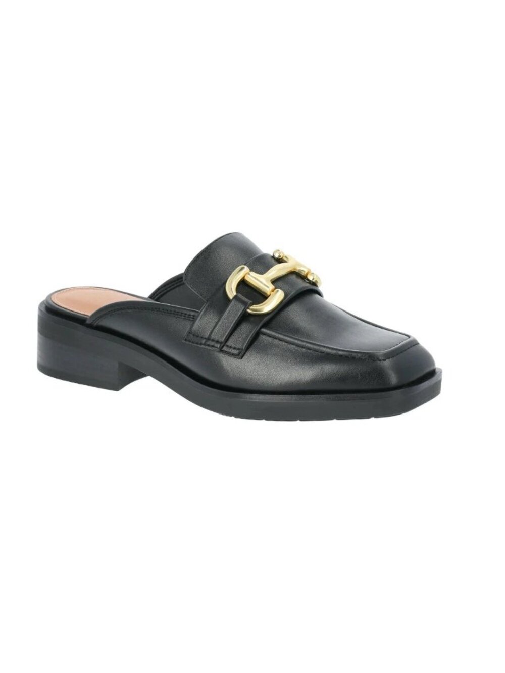 Black Loafers with Memory Foam Square Toe Horsebit Slip on Mule 8, Time and Tru